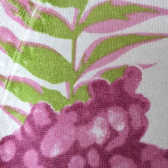 Knitme boat neckline pink berry green leafs sweater Medium @X - Picture 4 of 9